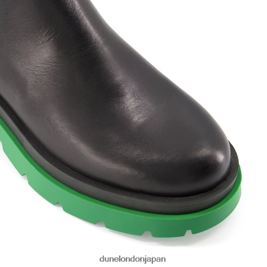 パームズ グリーンソールレザーチェルシーブーツ 黒 女性 Dune London 4JB82R565