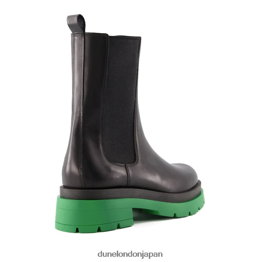 パームズ グリーンソールレザーチェルシーブーツ 黒 女性 Dune London 4JB82R565