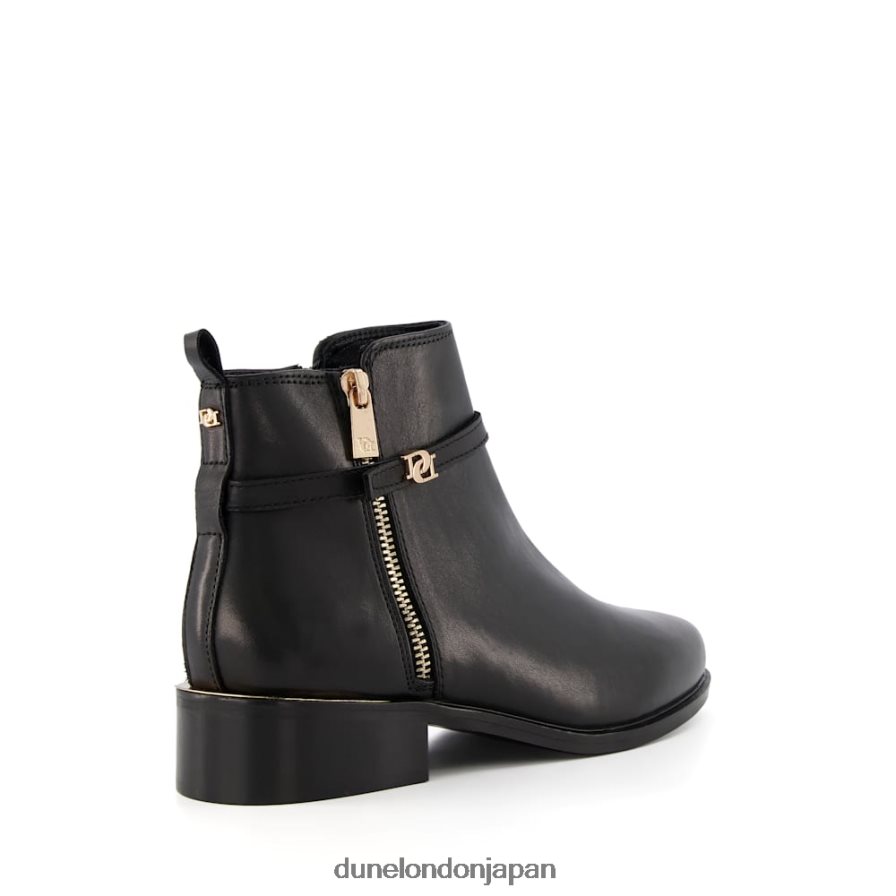 パプ ワイドフィット ジップディテール アンクルブーツ 黒 女性 Dune London 4JB82R566