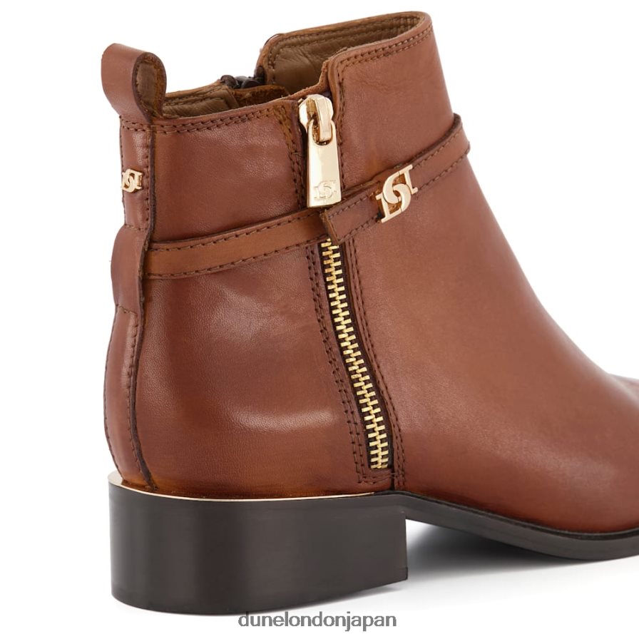 パプ ワイドフィット ジップディテール アンクルブーツ 黄褐色 女性 Dune London 4JB82R567