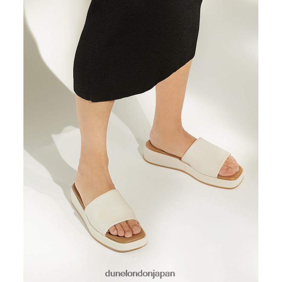 ラリー オープントゥ フラットフォーム スライド 生成り 女性 Dune London 4JB82R583