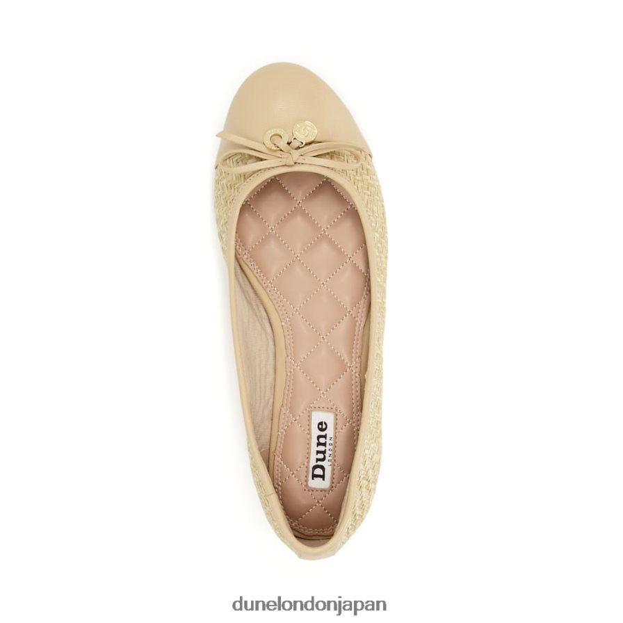 こんにちは ラフィア織り バレリーナシューズ 自然 女性 Dune London 4JB82R585