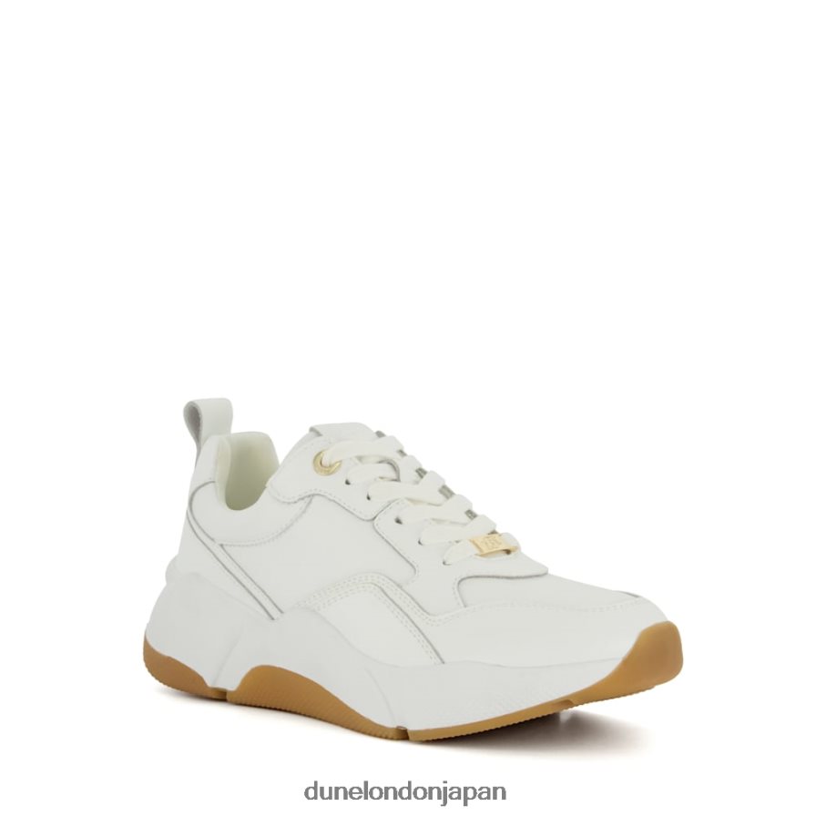 熱心に チャンキーレザー ランナースニーカー 白 女性 Dune London 4JB82R586