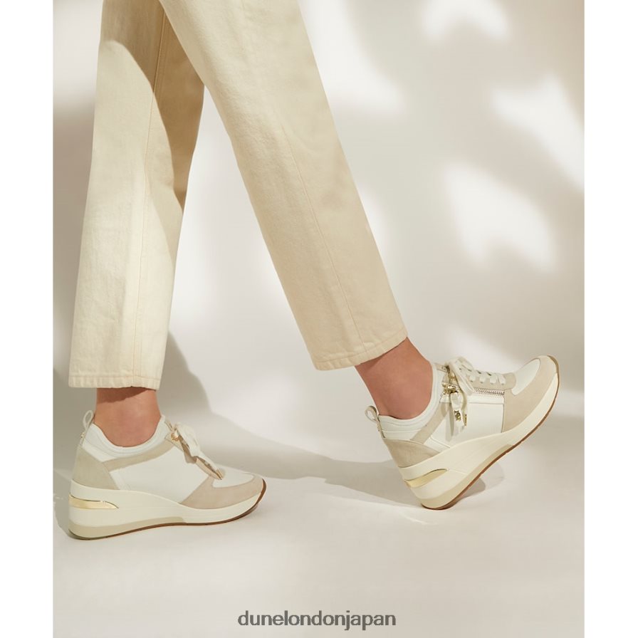 エイリン ウェッジ レースアップスニーカー クリーム 女性 Dune London 4JB82R591