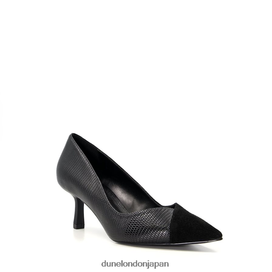 アリーナ 爬虫類スエードミックスコートシューズ 黒 女性 Dune London 4JB82R593