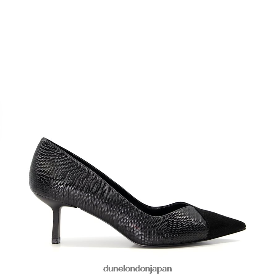 アリーナ 爬虫類スエードミックスコートシューズ 黒 女性 Dune London 4JB82R593