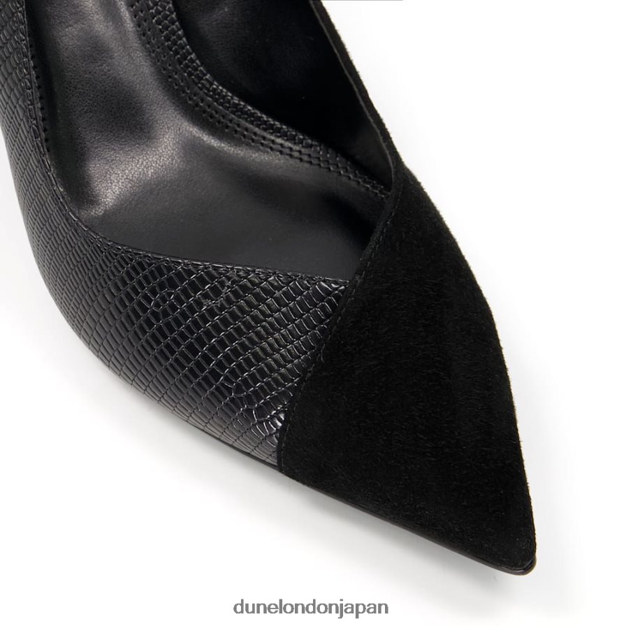 アリーナ 爬虫類スエードミックスコートシューズ 黒 女性 Dune London 4JB82R593