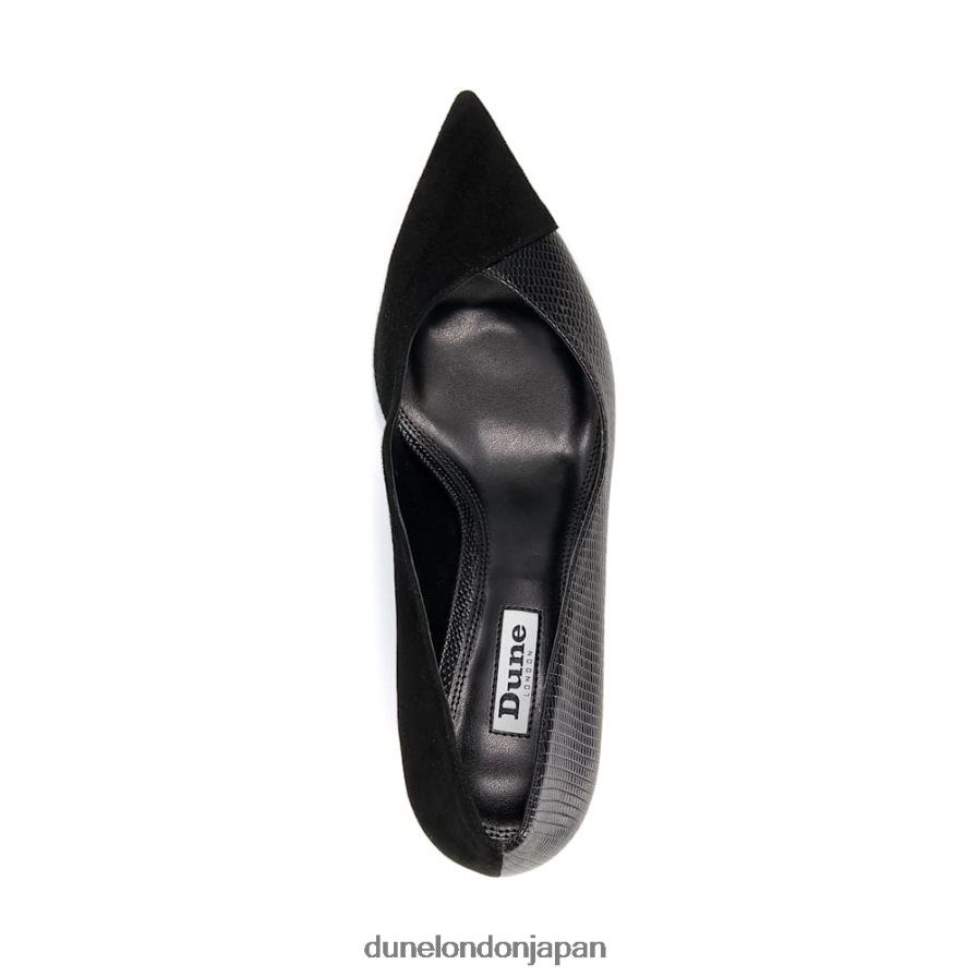 アリーナ 爬虫類スエードミックスコートシューズ 黒 女性 Dune London 4JB82R593