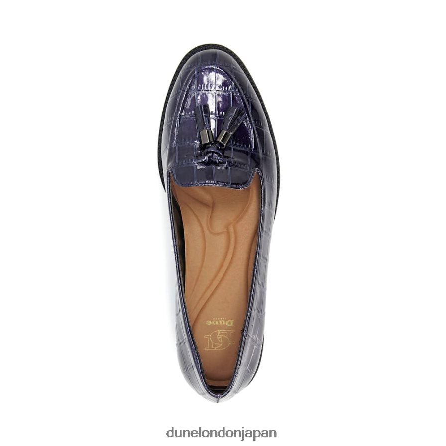 グローバル クロコエフェクト タッセルローファー 海軍 女性 Dune London 4JB82R594