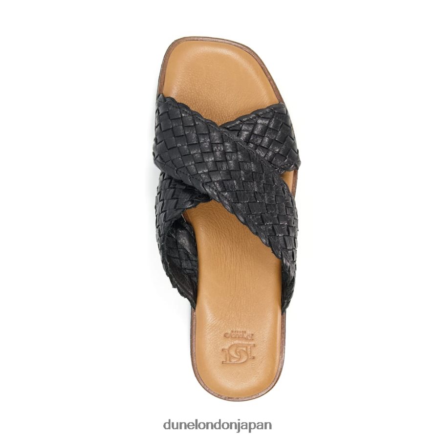 レクシー 編み込みレザースライダー 黒 女性 Dune London 4JB82R596
