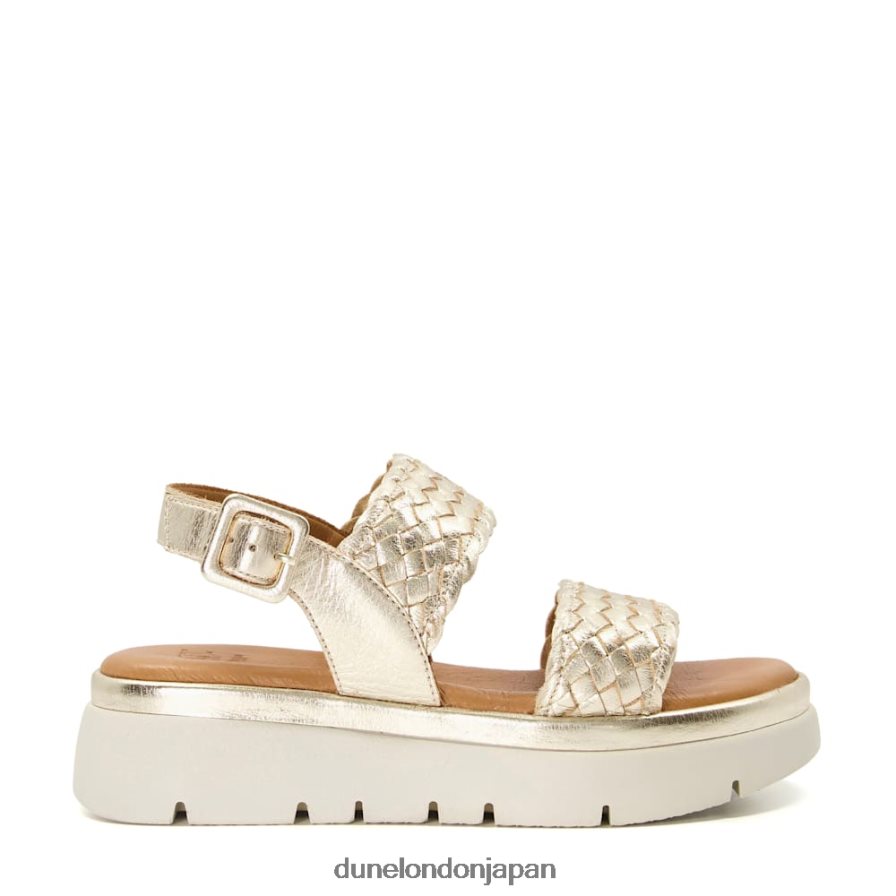ロリス フラットフォームサンダル 金 女性 Dune London 4JB82R597
