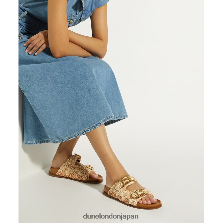 ロリータ バックル付きフラット ラフィア スライド 自然 女性 Dune London 4JB82R59