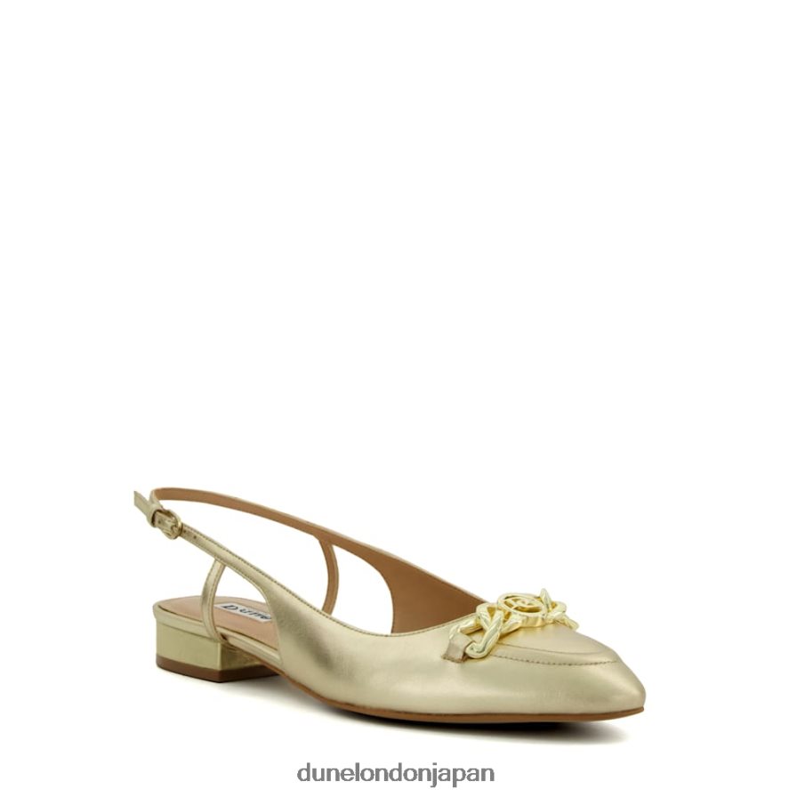 ヒッピー スナッフルトリム フラットスリングバックパンプス 金 女性 Dune London 4JB82R60