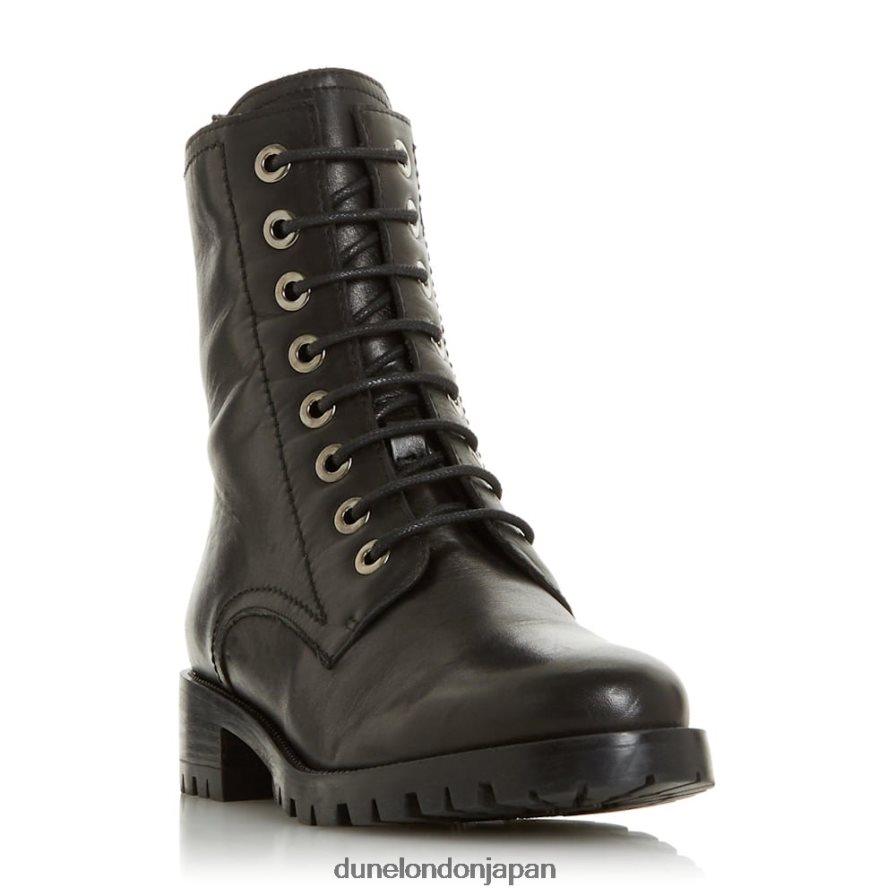 プレストーン ワイドフィット レースアップブーツ 黒 女性 Dune London 4JB82R603