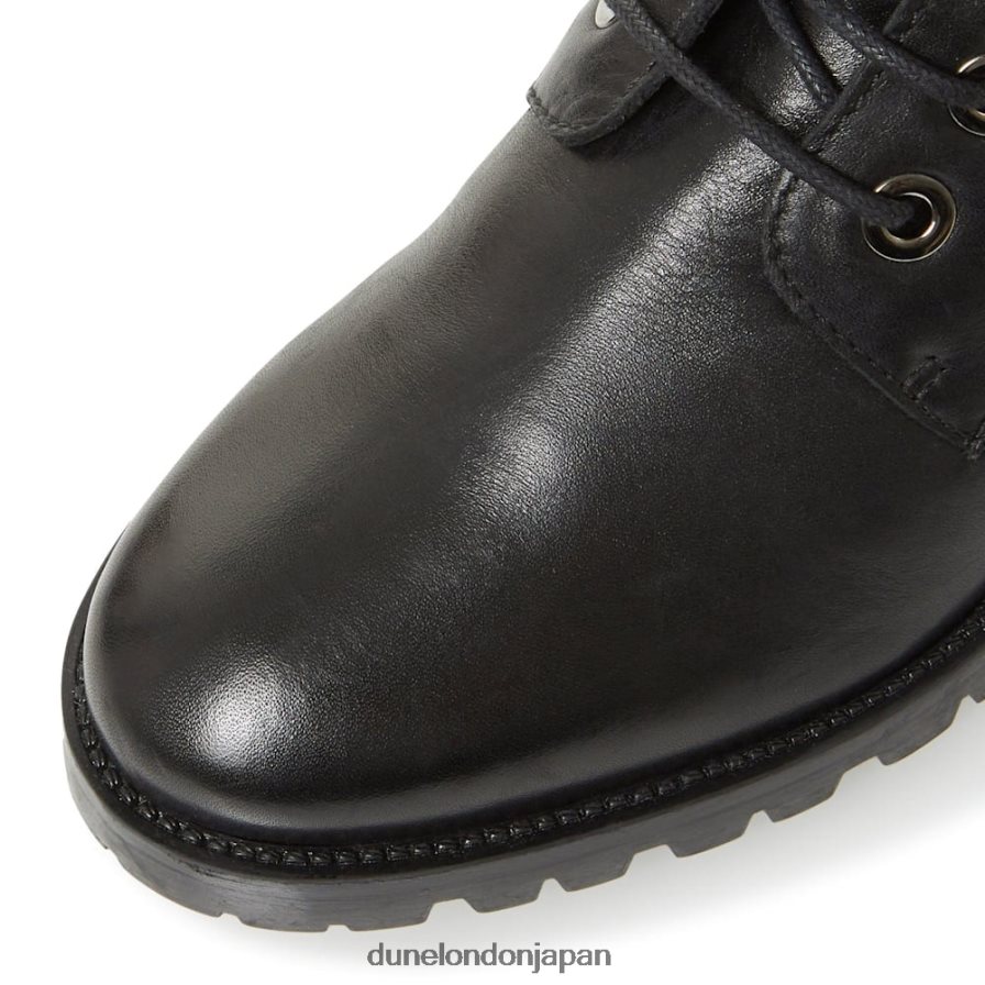 プレストーン ワイドフィット レースアップブーツ 黒 女性 Dune London 4JB82R603