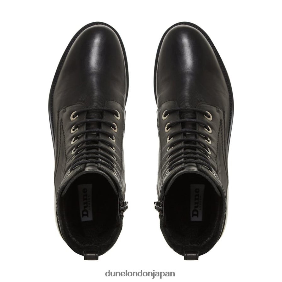 プレストーン ワイドフィット レースアップブーツ 黒 女性 Dune London 4JB82R603