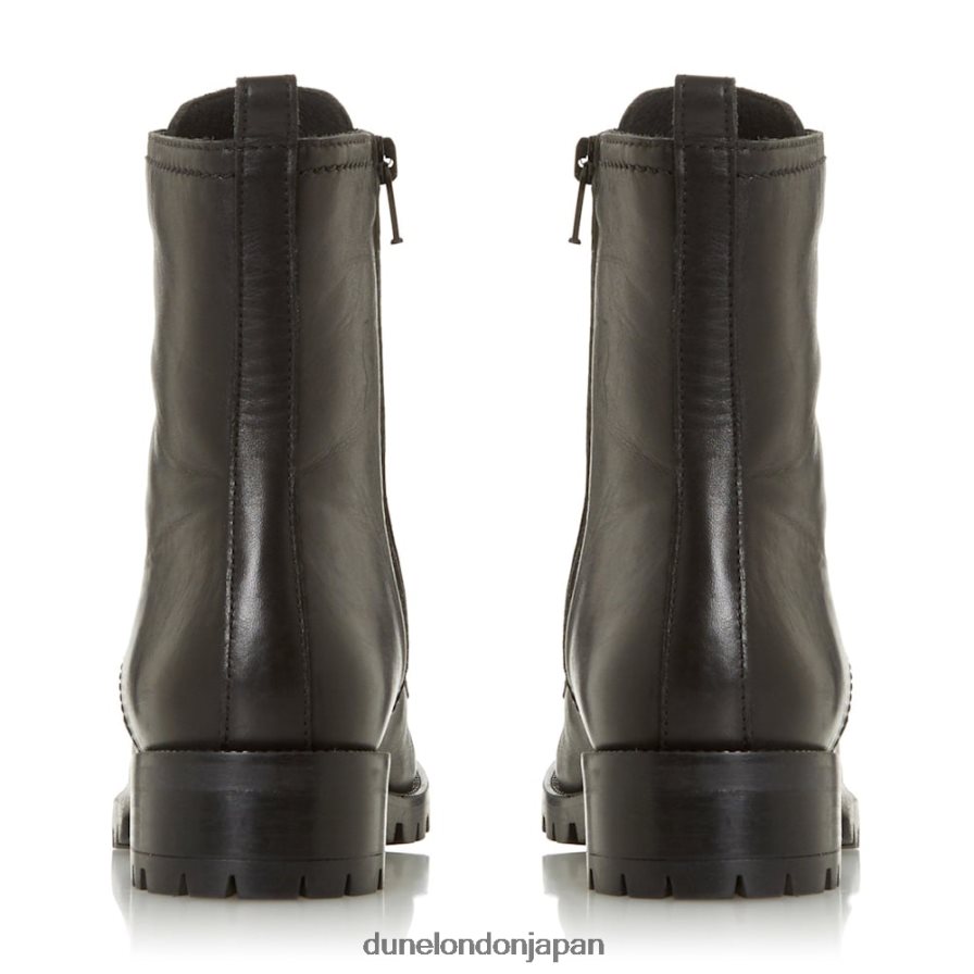 プレストーン ワイドフィット レースアップブーツ 黒 女性 Dune London 4JB82R603