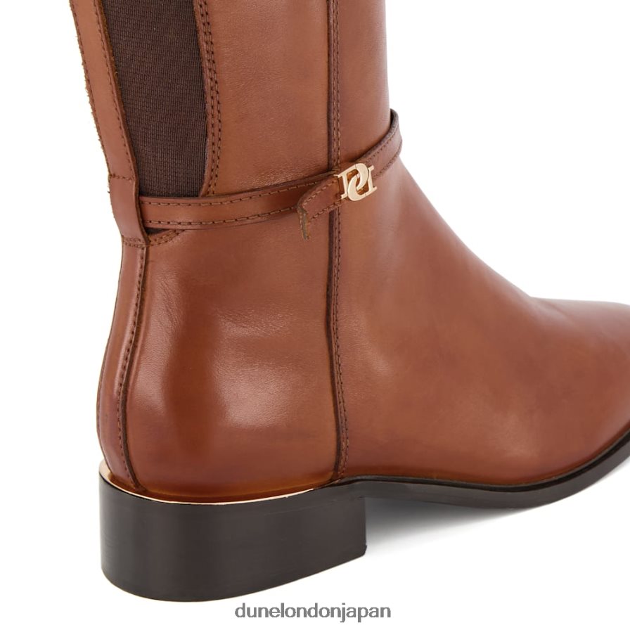タップ ワイドフィット ダブルバックル ライディングブーツ 黄褐色 女性 Dune London 4JB82R605
