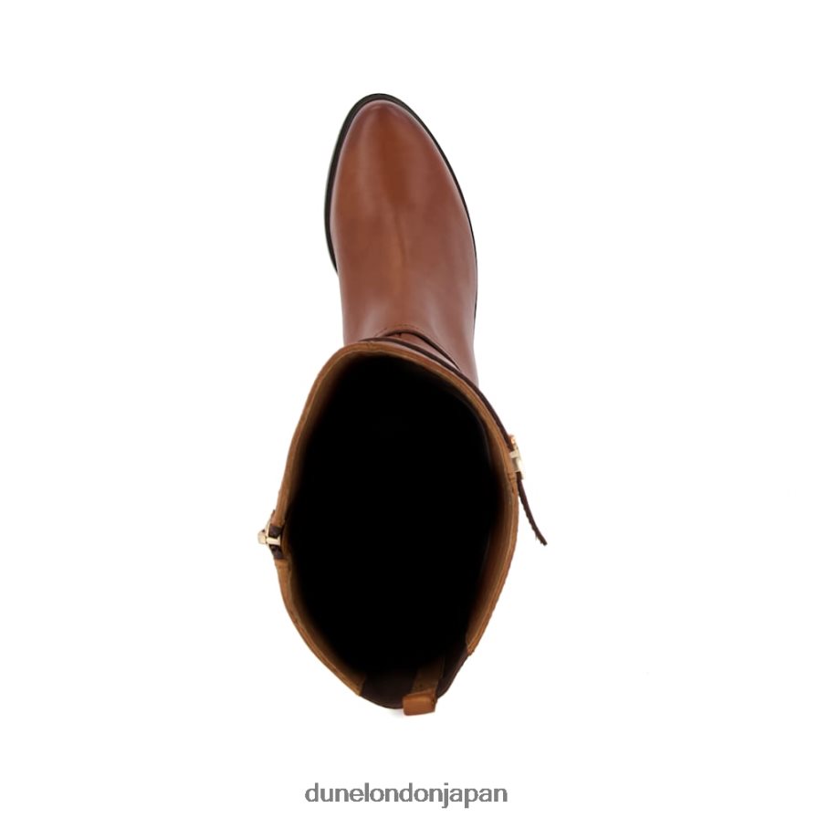 タップ ワイドフィット ダブルバックル ライディングブーツ 黄褐色 女性 Dune London 4JB82R605