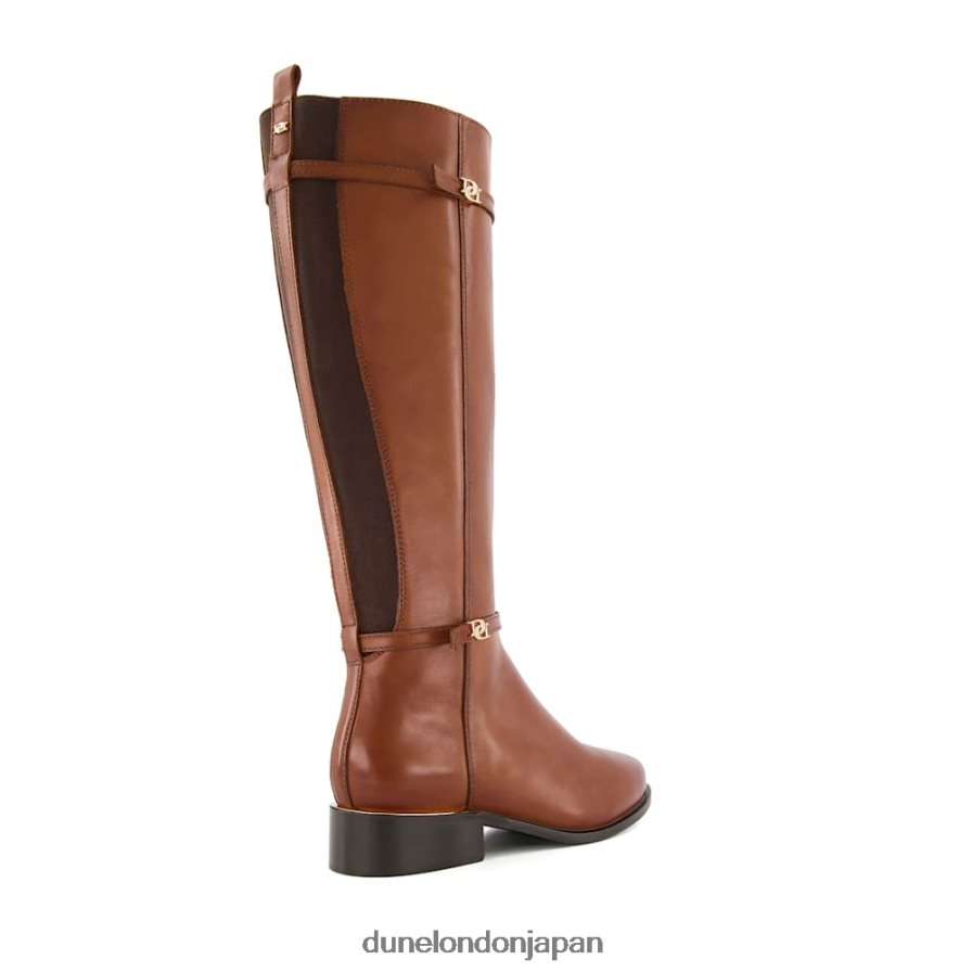 タップ ワイドフィット ダブルバックル ライディングブーツ 黄褐色 女性 Dune London 4JB82R605