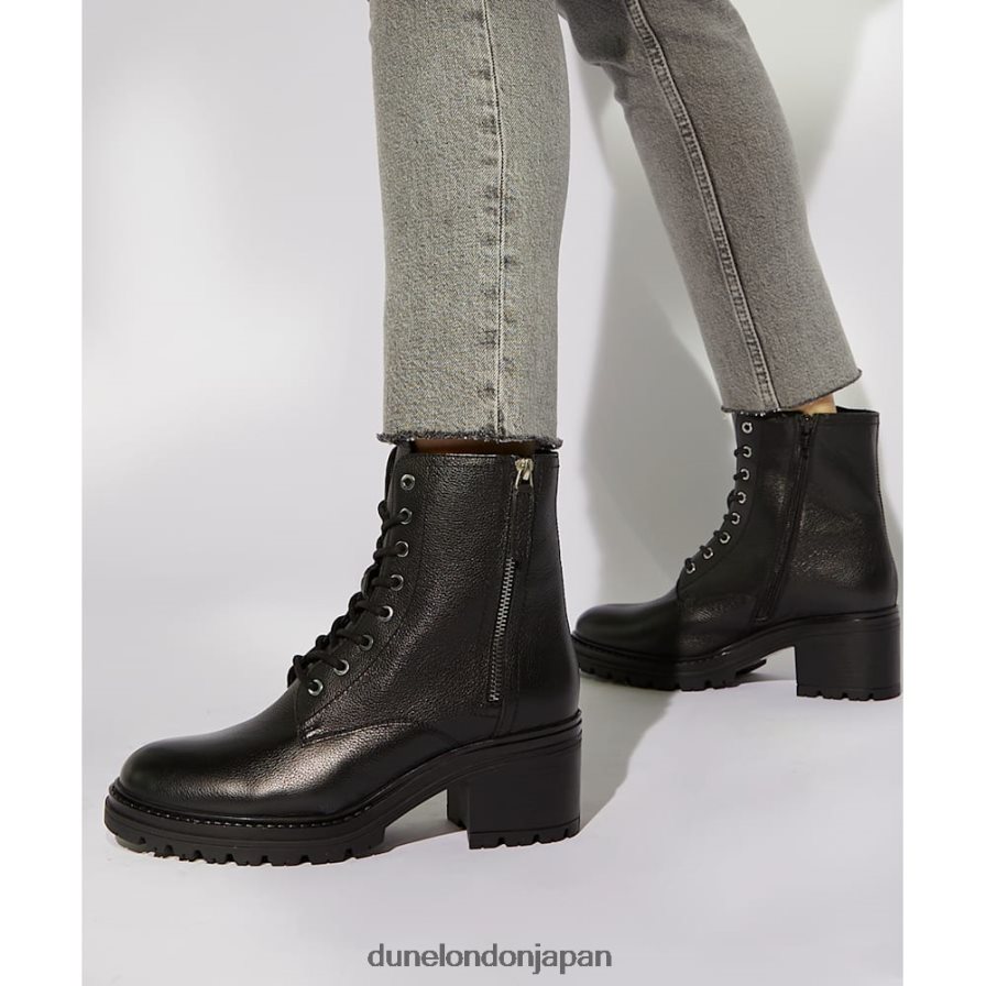パイトン ジップディテール ブロックヒール バイカーブーツ 黒 女性 Dune London 4JB82R607