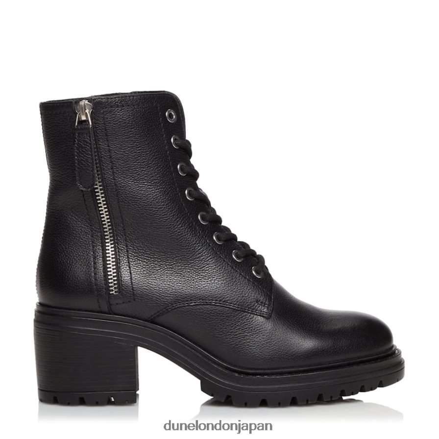 パイトン ジップディテール ブロックヒール バイカーブーツ 黒 女性 Dune London 4JB82R607