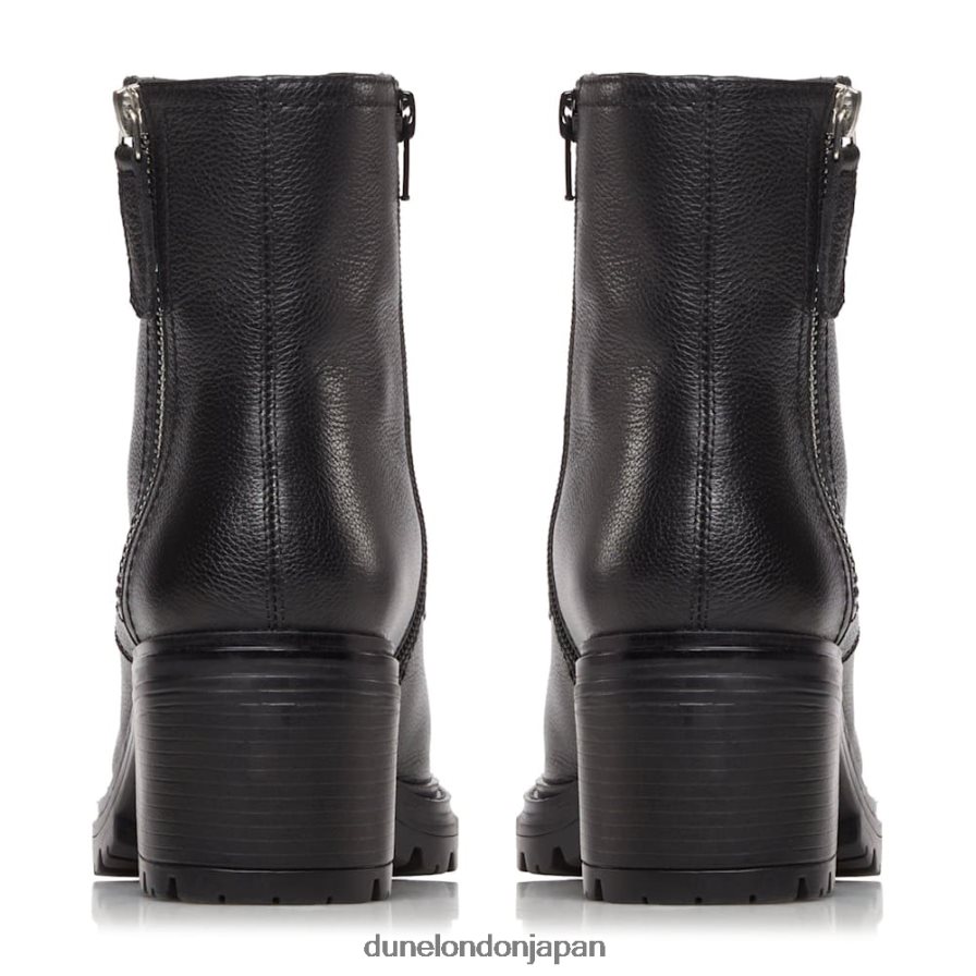 パイトン ジップディテール ブロックヒール バイカーブーツ 黒 女性 Dune London 4JB82R607