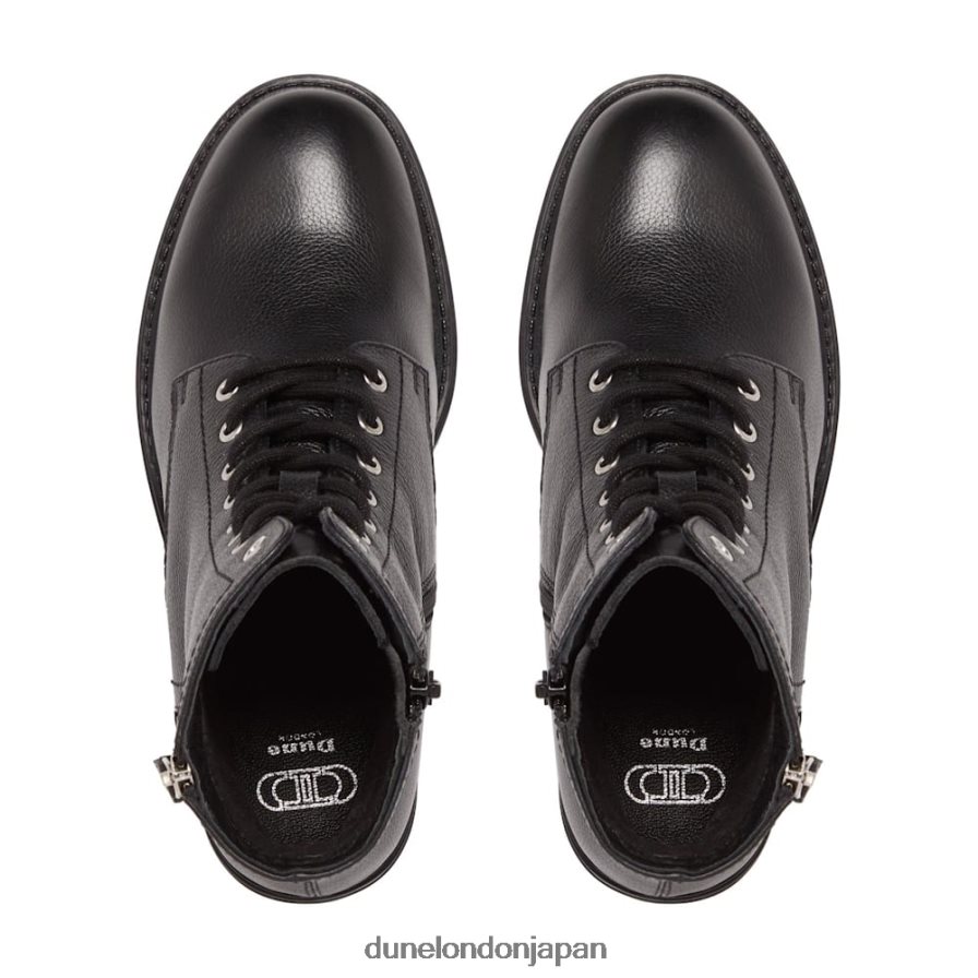 パイトン ジップディテール ブロックヒール バイカーブーツ 黒 女性 Dune London 4JB82R607