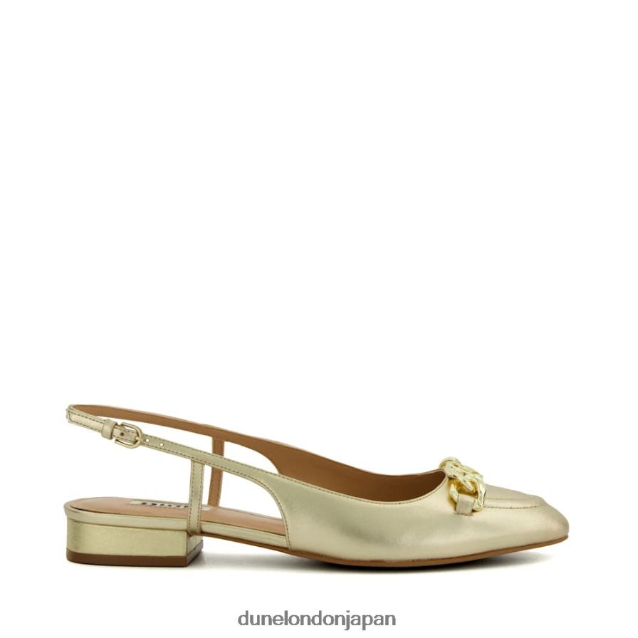ヒッピー スナッフルトリム フラットスリングバックパンプス 金 女性 Dune London 4JB82R60