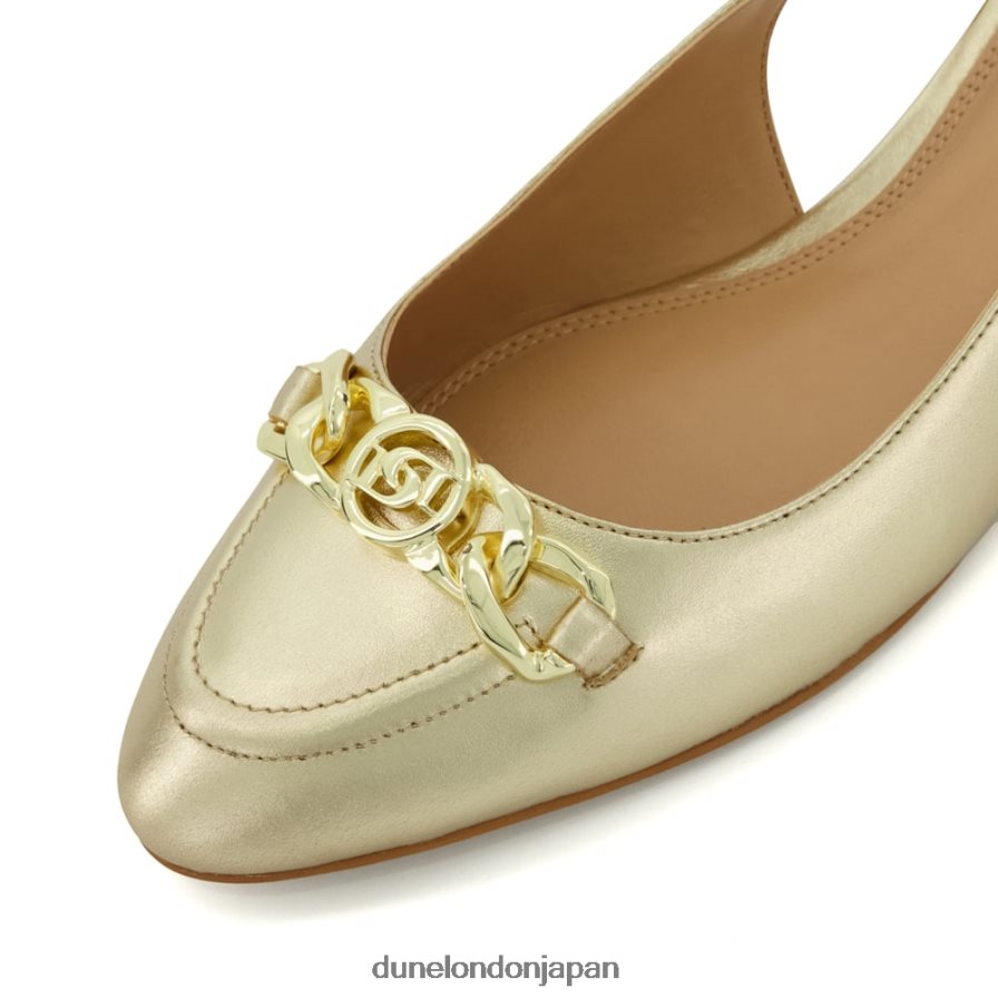 ヒッピー スナッフルトリム フラットスリングバックパンプス 金 女性 Dune London 4JB82R60