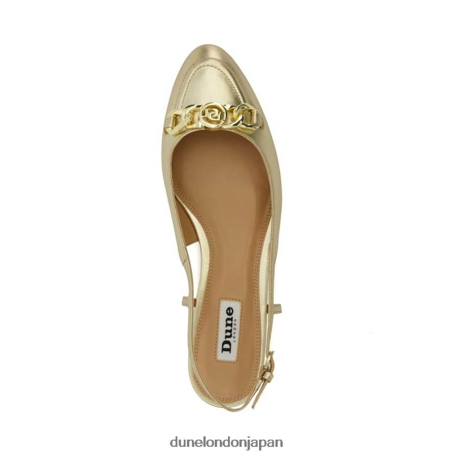 ヒッピー スナッフルトリム フラットスリングバックパンプス 金 女性 Dune London 4JB82R60
