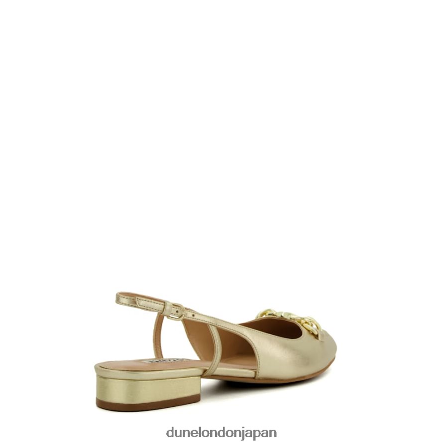 ヒッピー スナッフルトリム フラットスリングバックパンプス 金 女性 Dune London 4JB82R60