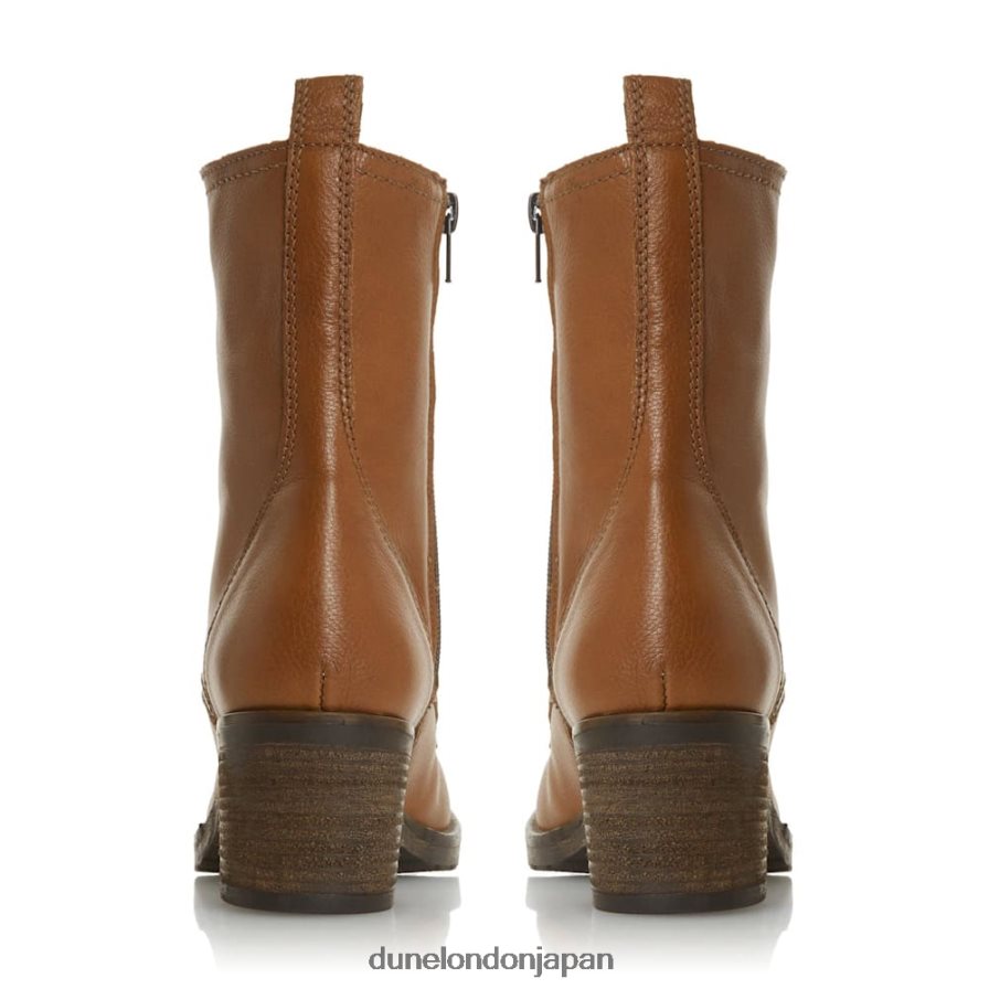 パース レースアップミッドブロックヒールアンクルブーツ 黄褐色 女性 Dune London 4JB82R611