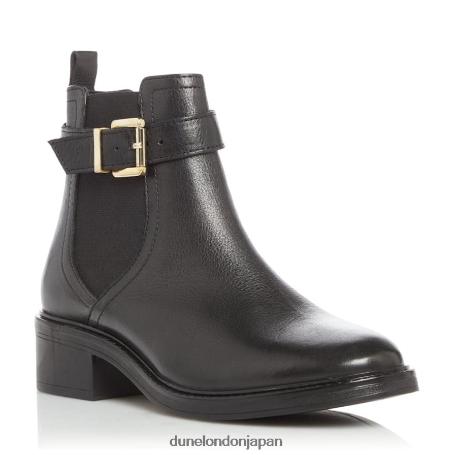 ピロス バックルストラップアンクルブーツ 黒 女性 Dune London 4JB82R618