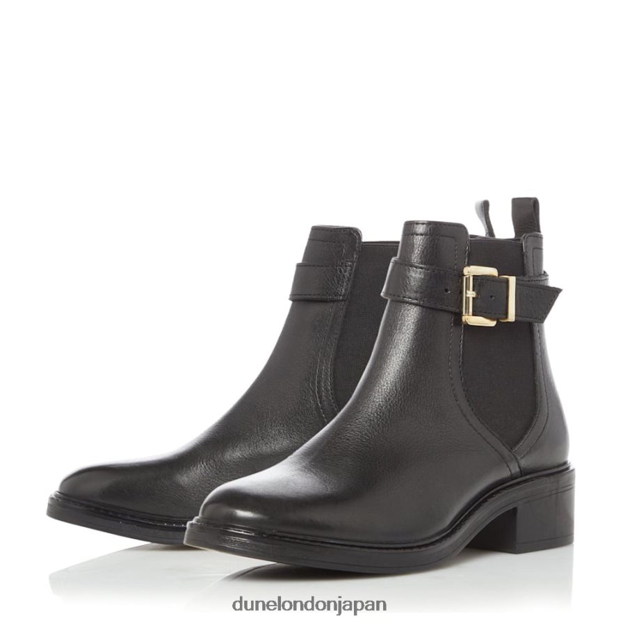 ピロス バックルストラップアンクルブーツ 黒 女性 Dune London 4JB82R618