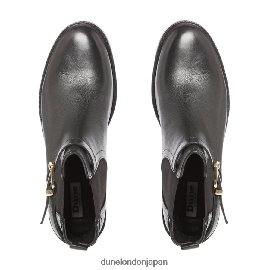 ピロス バックルストラップアンクルブーツ 黒 女性 Dune London 4JB82R618