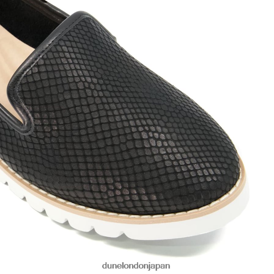 ガレオン船 プリントスポーツローファー 黒 女性 Dune London 4JB82R624