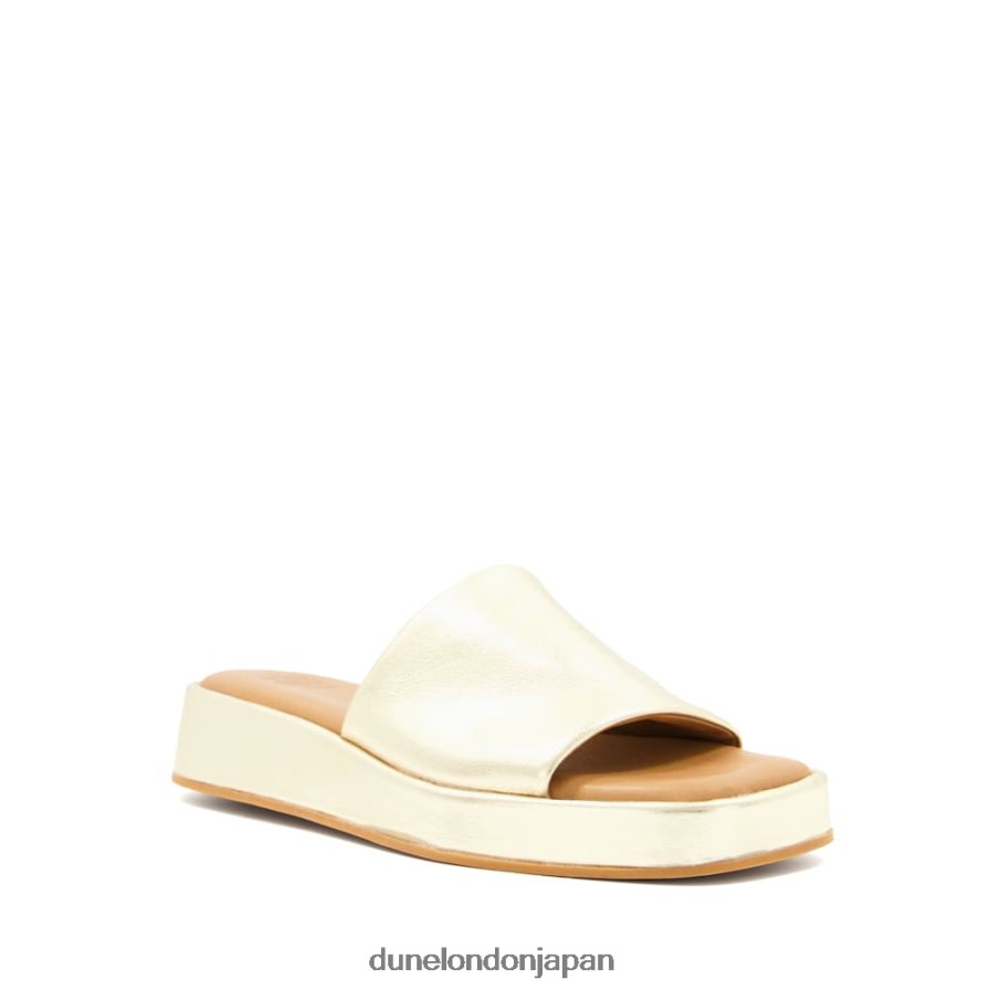 ラリー オープントゥ フラットフォーム スライド 金 女性 Dune London 4JB82R627