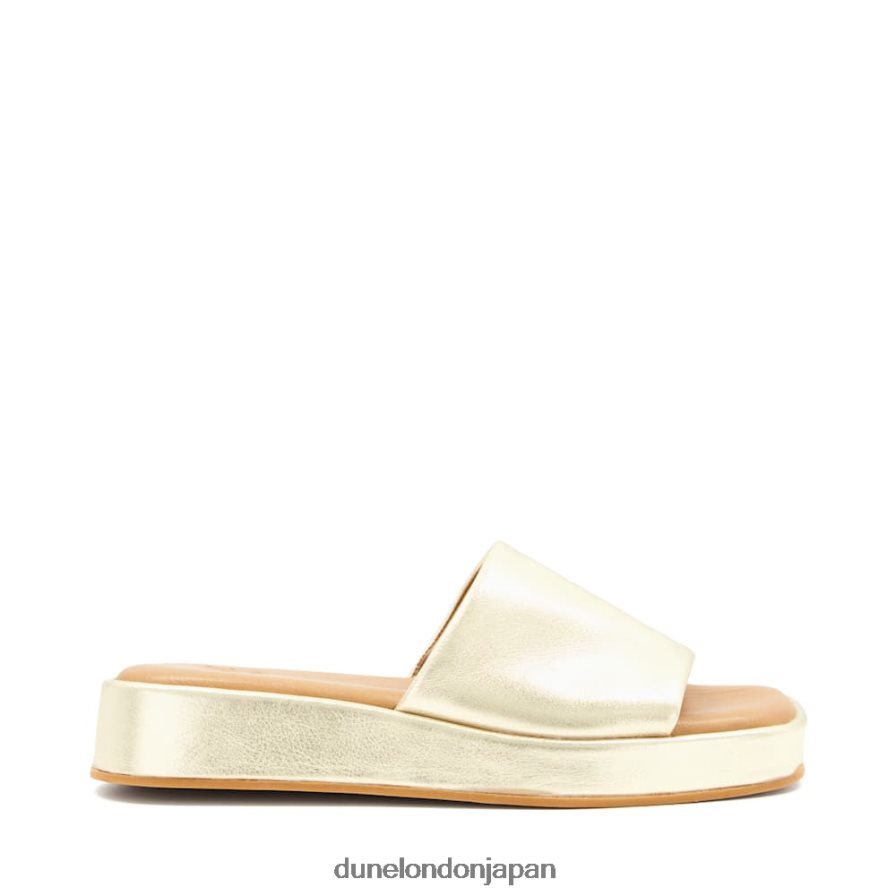 ラリー オープントゥ フラットフォーム スライド 金 女性 Dune London 4JB82R627