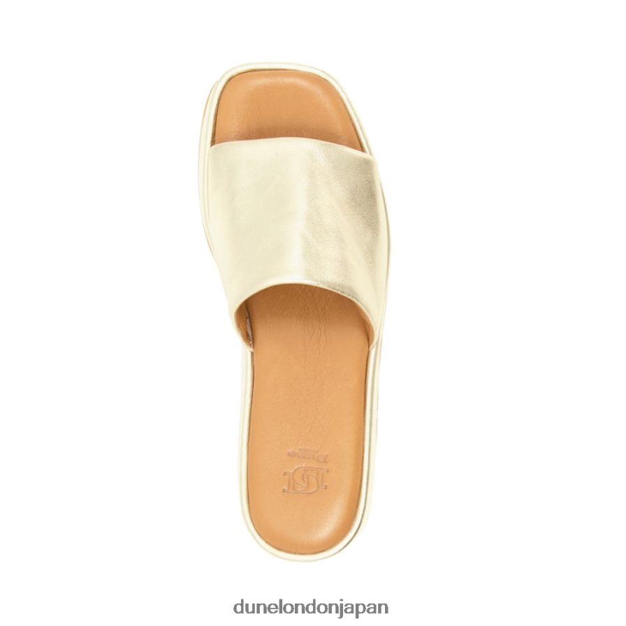 ラリー オープントゥ フラットフォーム スライド 金 女性 Dune London 4JB82R627