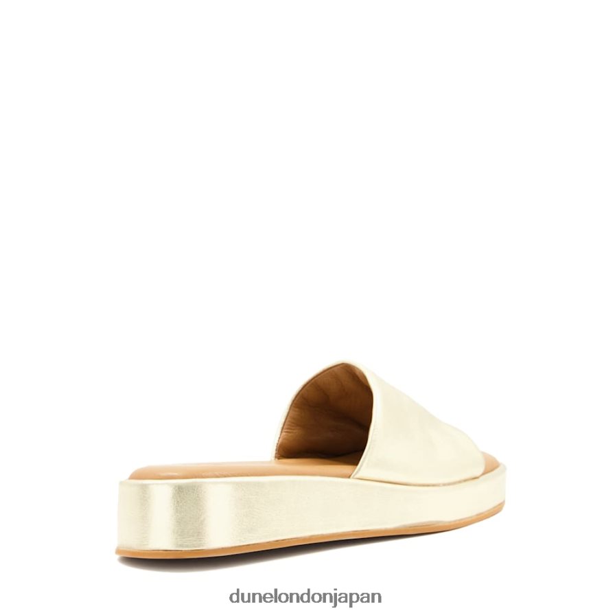 ラリー オープントゥ フラットフォーム スライド 金 女性 Dune London 4JB82R627