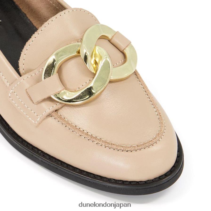 女神 ラージチェーン スナッフル レザー ローファー キャメル 女性 Dune London 4JB82R633