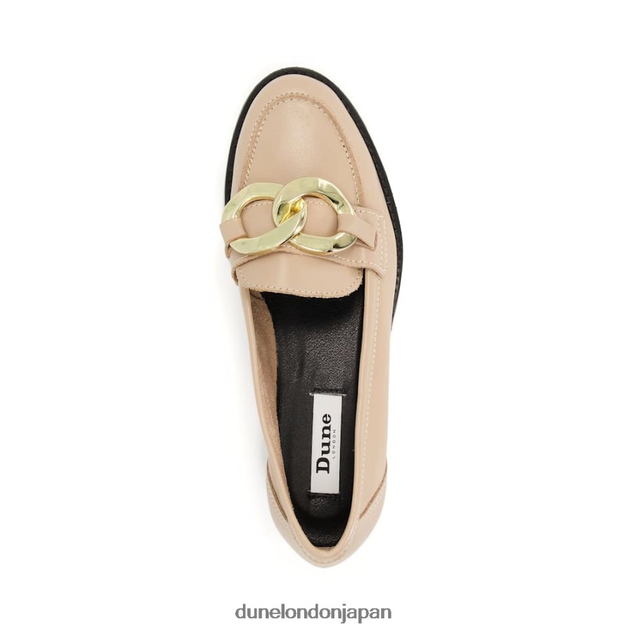 女神 ラージチェーン スナッフル レザー ローファー キャメル 女性 Dune London 4JB82R633