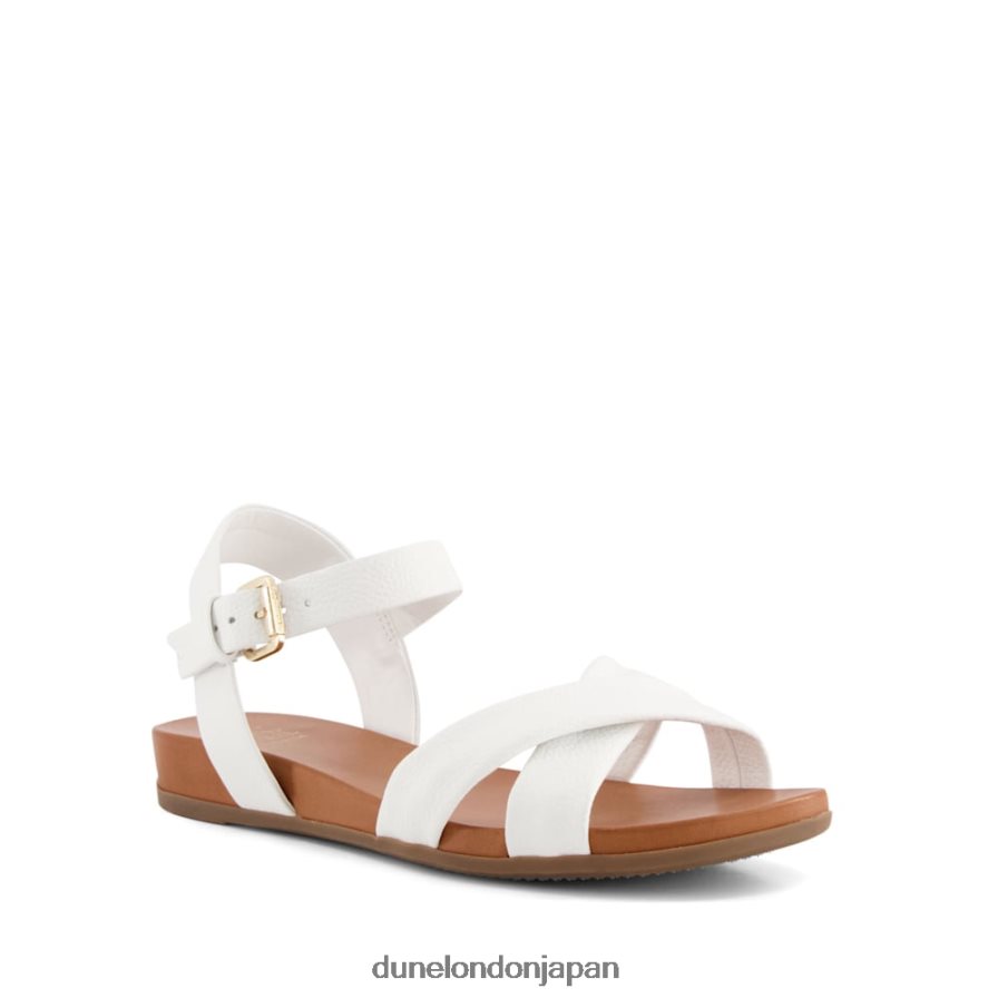 ランディ ワイドフィットレザーサンダル 白 女性 Dune London 4JB82R638