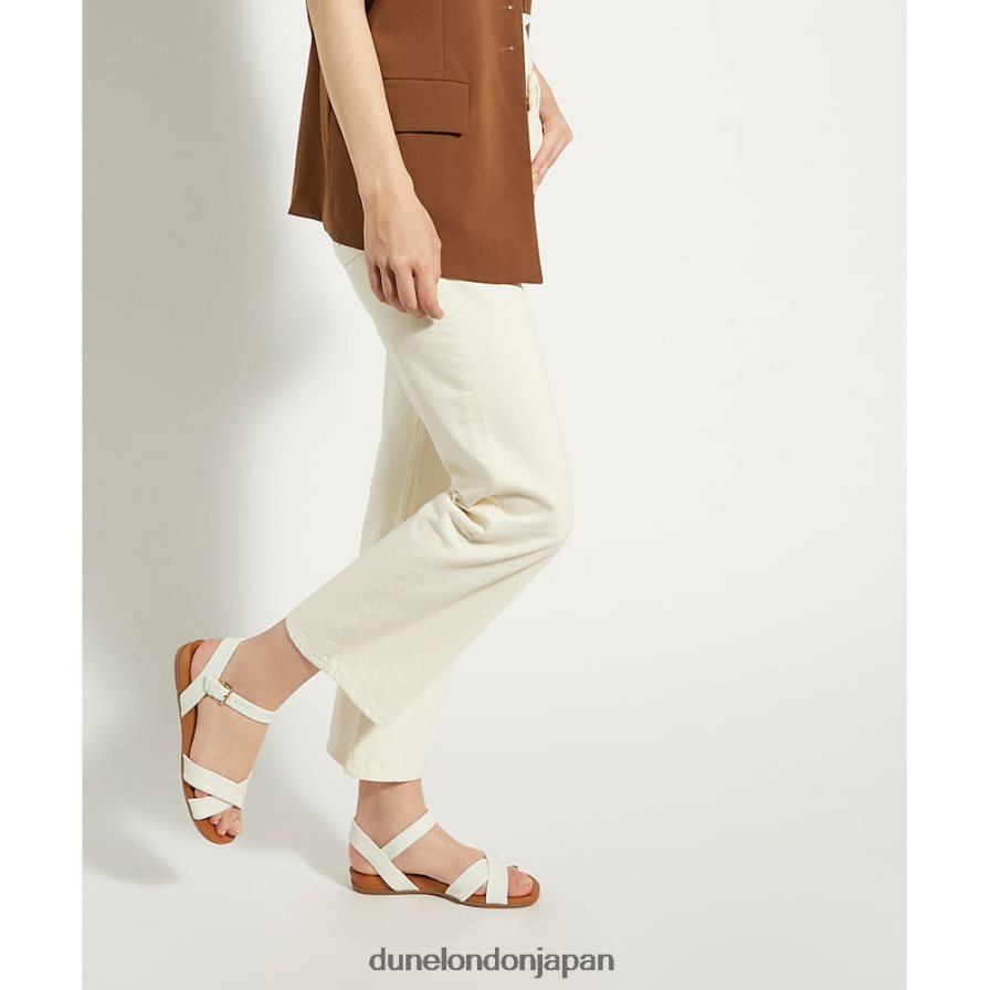 ランディ ワイドフィットレザーサンダル 白 女性 Dune London 4JB82R638