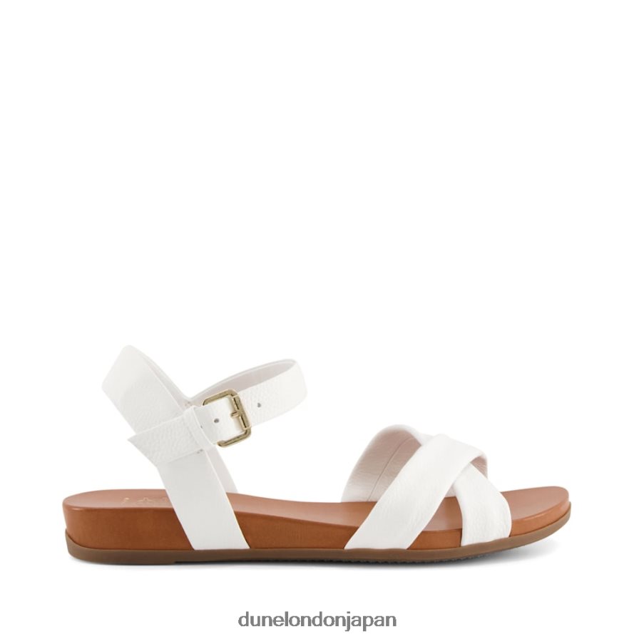 ランディ ワイドフィットレザーサンダル 白 女性 Dune London 4JB82R638
