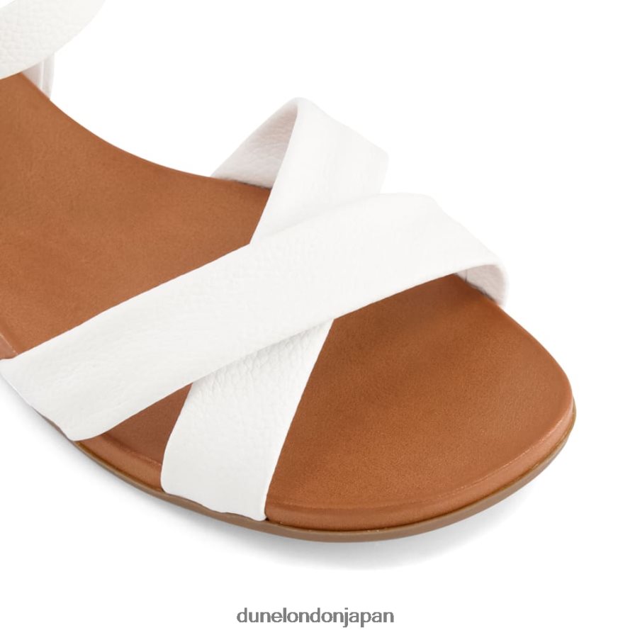 ランディ ワイドフィットレザーサンダル 白 女性 Dune London 4JB82R638