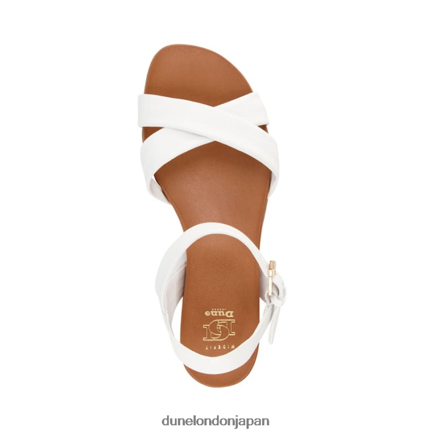 ランディ ワイドフィットレザーサンダル 白 女性 Dune London 4JB82R638