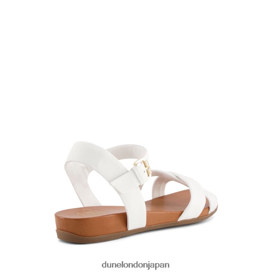 ランディ ワイドフィットレザーサンダル 白 女性 Dune London 4JB82R638