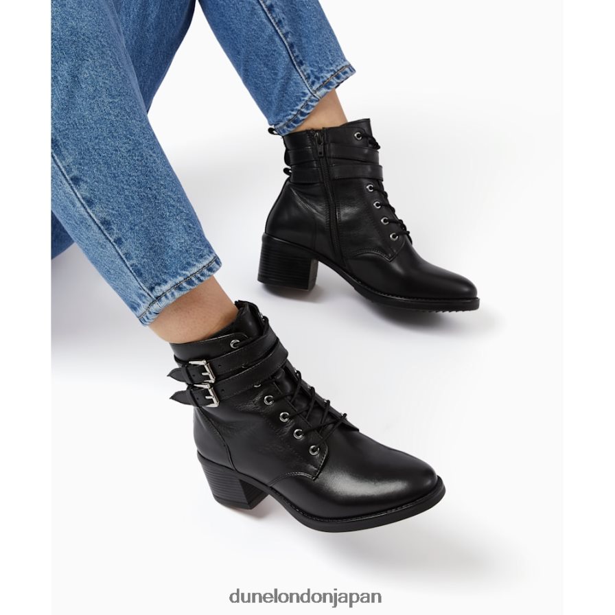パクサン ワイドフィットバックルディテールアンクルブーツ 黒 女性 Dune London 4JB82R642